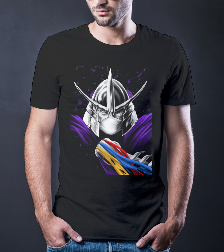 Shredder Ninja Turtles Villain With Colorful Energy Bands T-Shirt