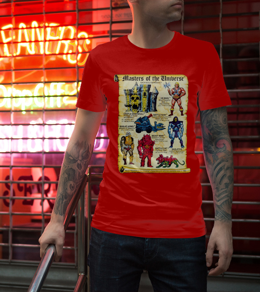 Masters Of The Universe He-Man Castle Grayskull Skeletor Battle Ram Man-At-Arms Beast Man Battle Cat T-Shirt
