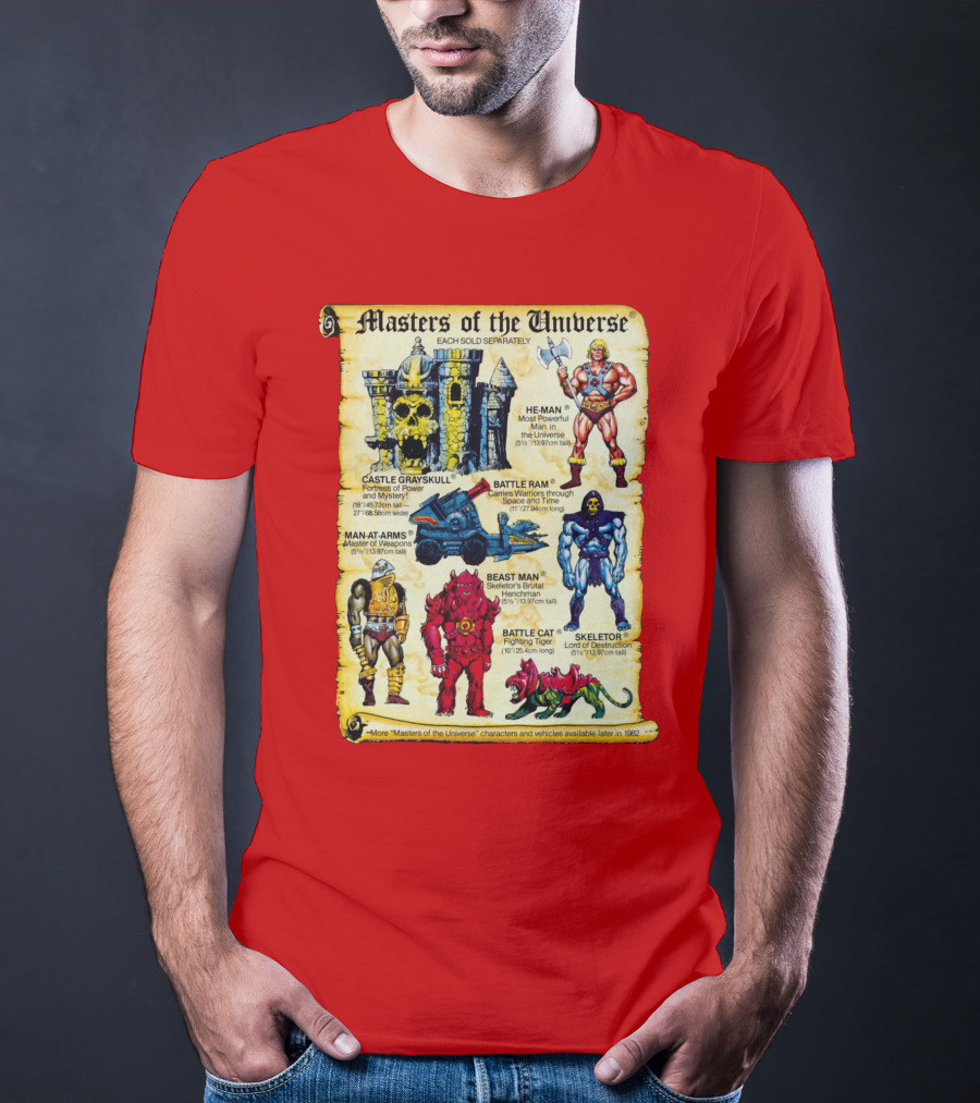 Masters Of The Universe He-Man Castle Grayskull Skeletor Battle Ram Man-At-Arms Beast Man Battle Cat T-Shirt
