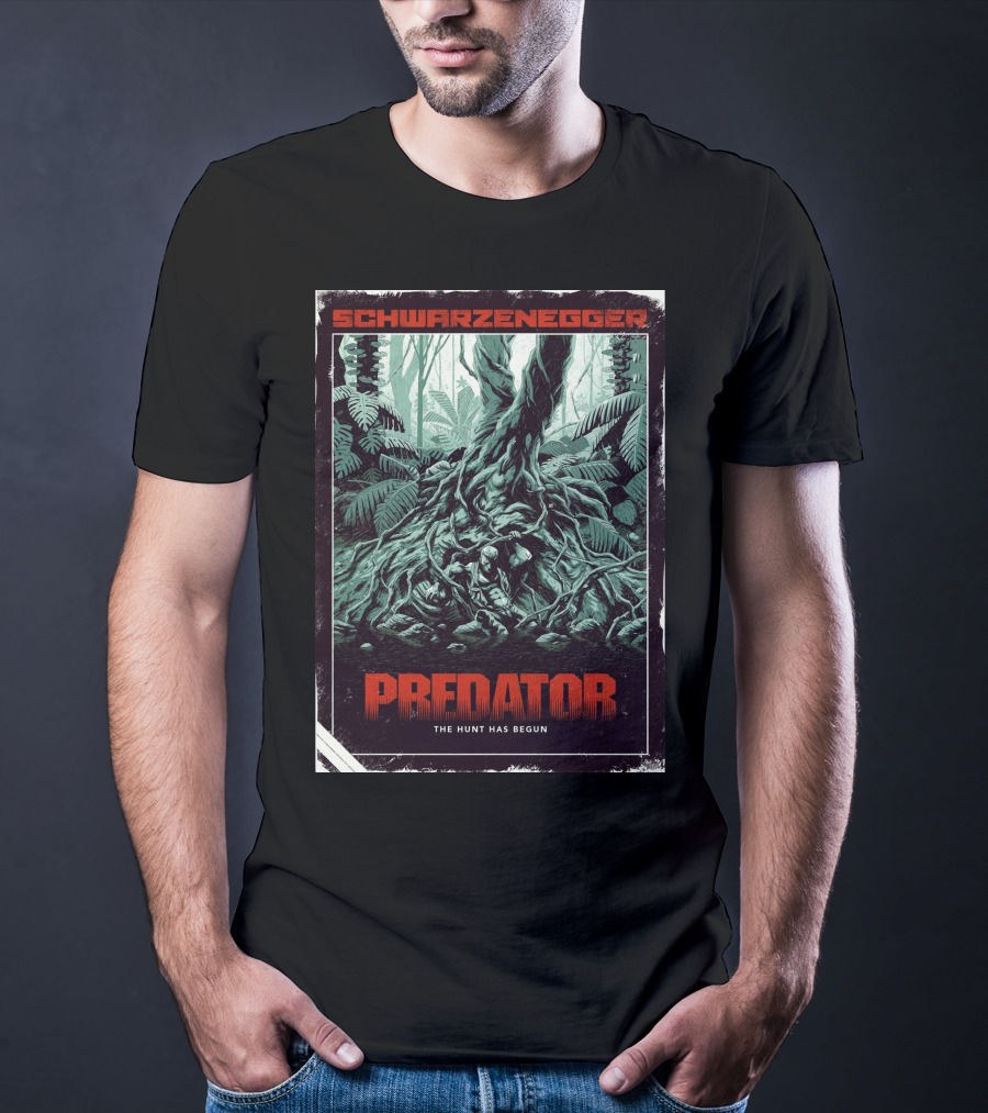 Schwarzenegger Predator The Hunt Has Begun T-Shirt