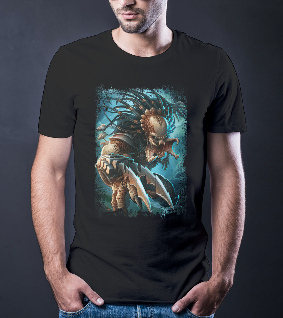 Predator Alien Sci-Fi Creature With Dreadlocks And Blades T-Shirt