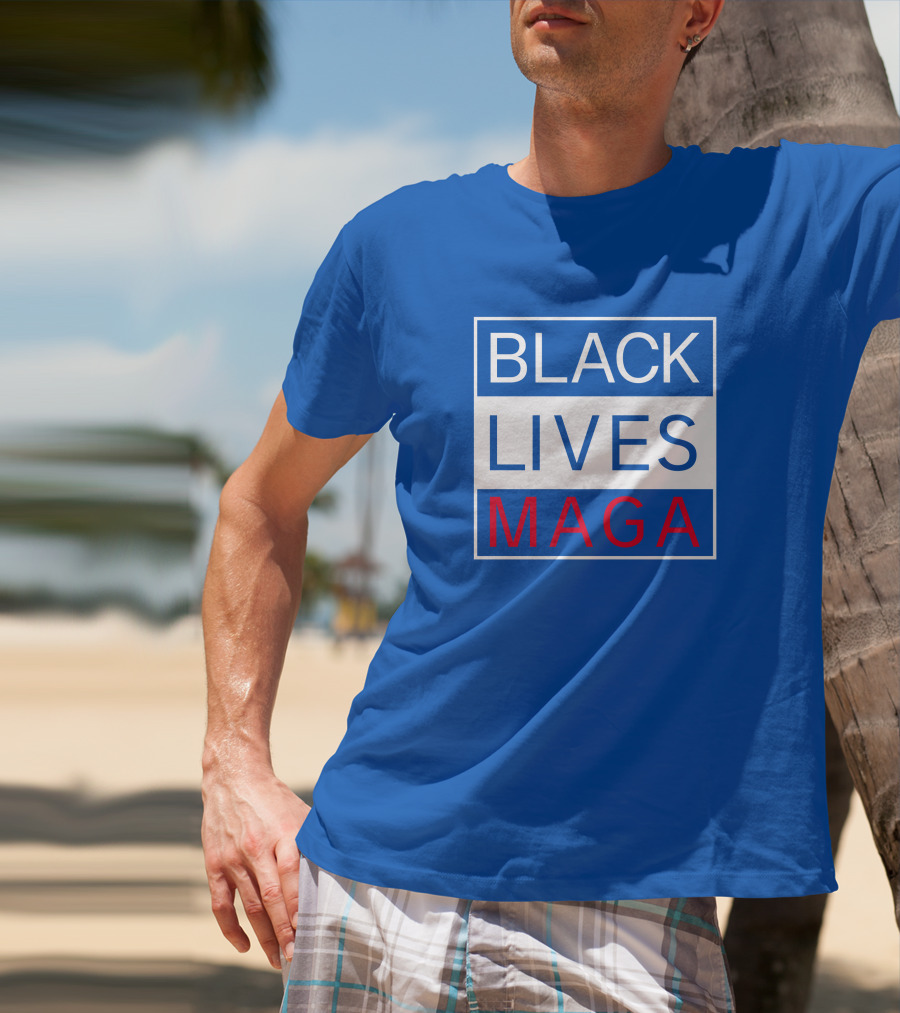 Black Lives Maga Textual Logo Design In Blue White And Red T-Shirt
