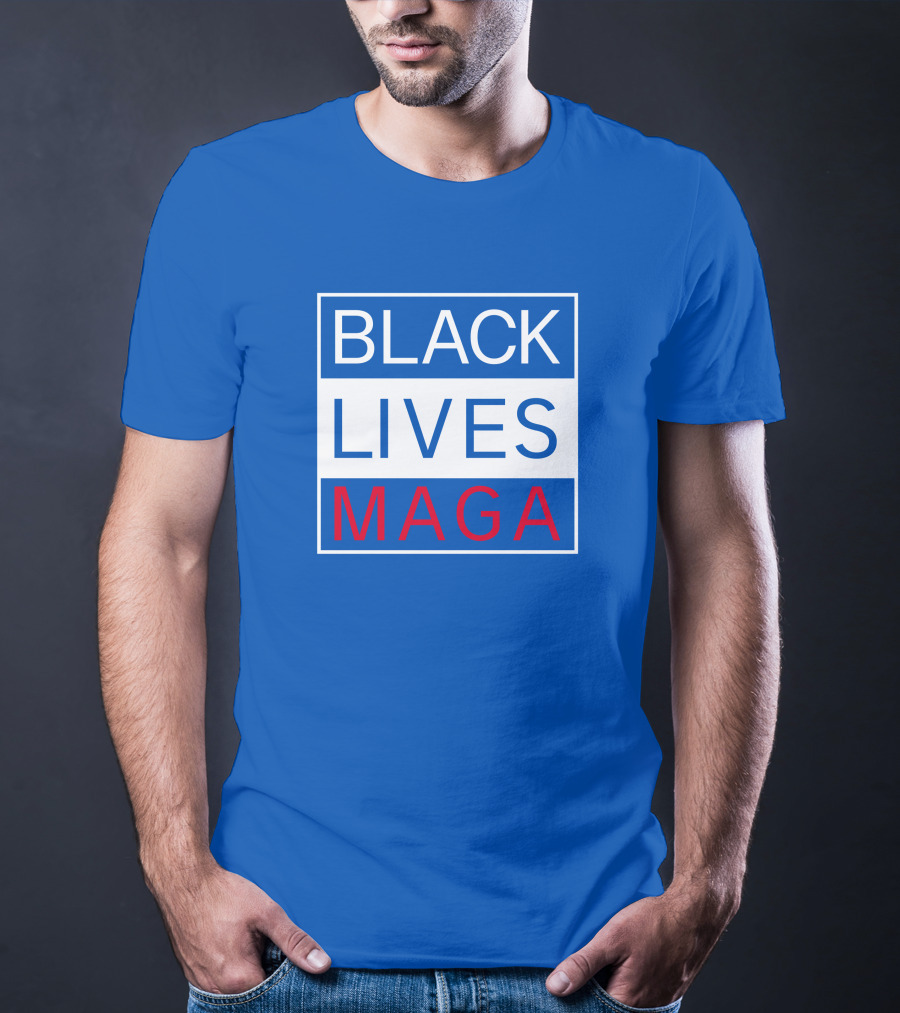 Black Lives Maga Textual Logo Design In Blue White And Red T-Shirt