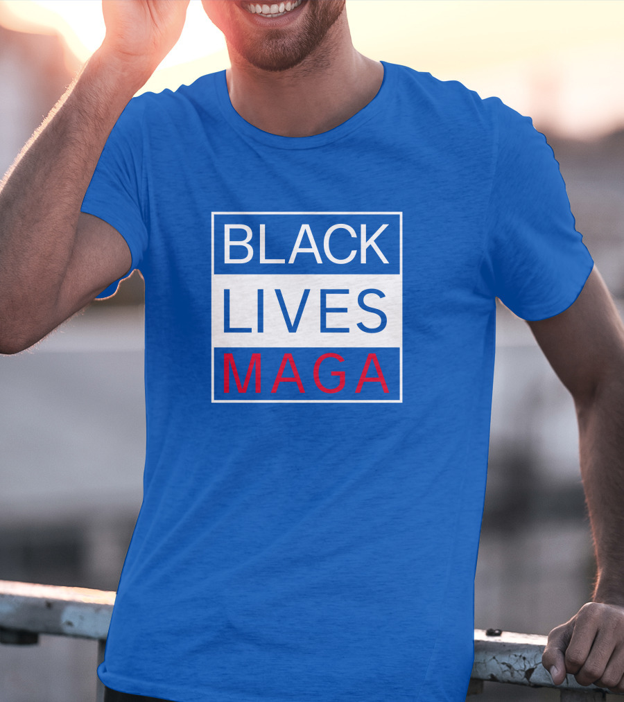 Black Lives Maga Textual Logo Design In Blue White And Red T-Shirt