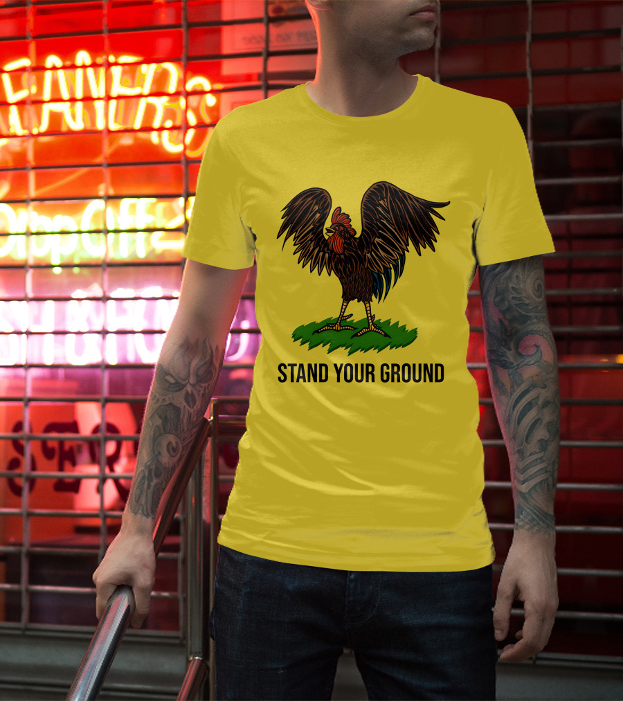 Stand Your Ground Rooster On Grass T-Shirt