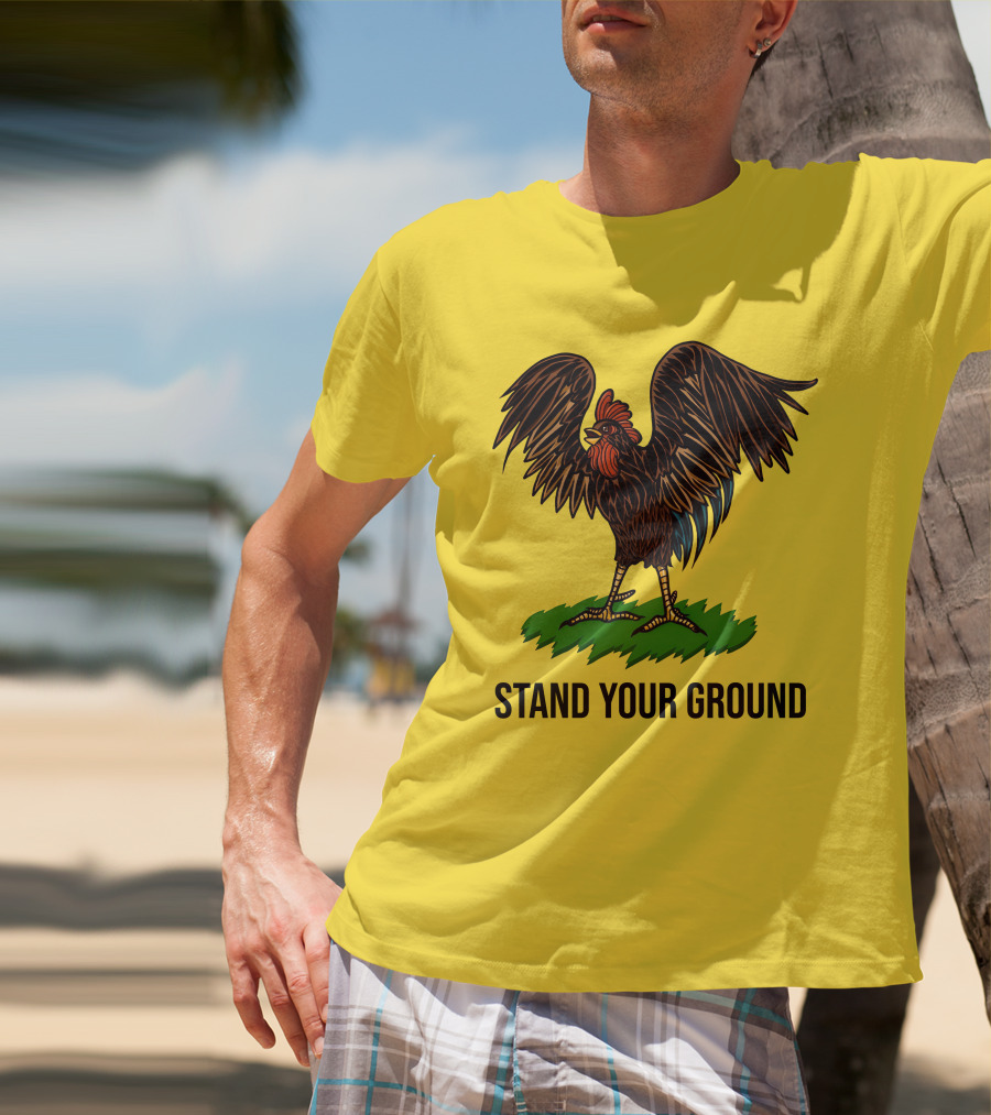 Stand Your Ground Rooster On Grass T-Shirt