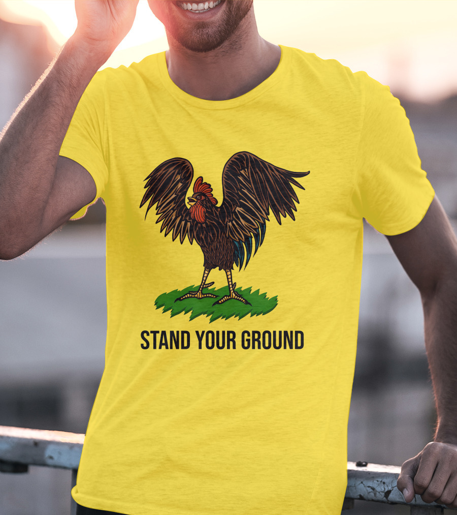 Stand Your Ground Rooster On Grass T-Shirt