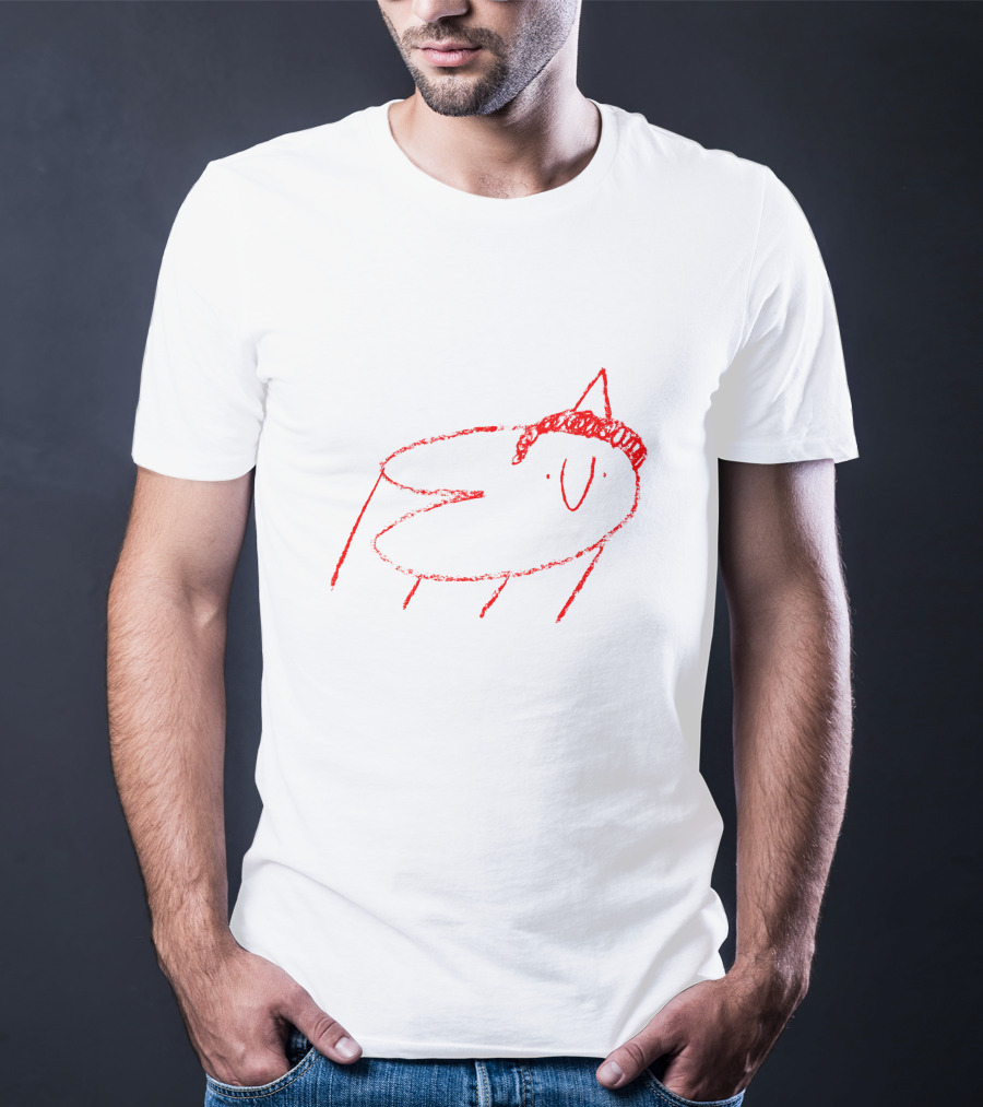 Men I Trust Oncle Jazz Poodle Red Crayon Sketch T-Shirt