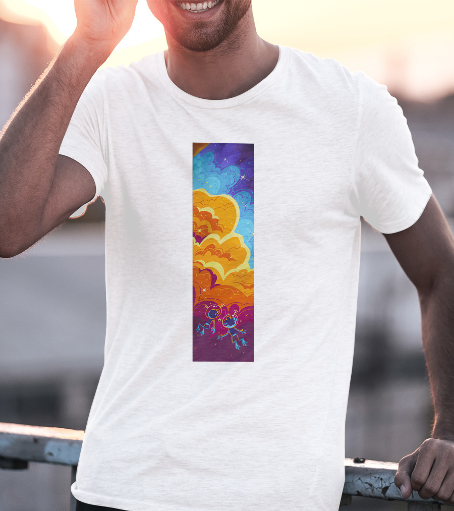 Cosmic Spliffs Oversized White Psychedelic Sky And Clouds T-Shirt