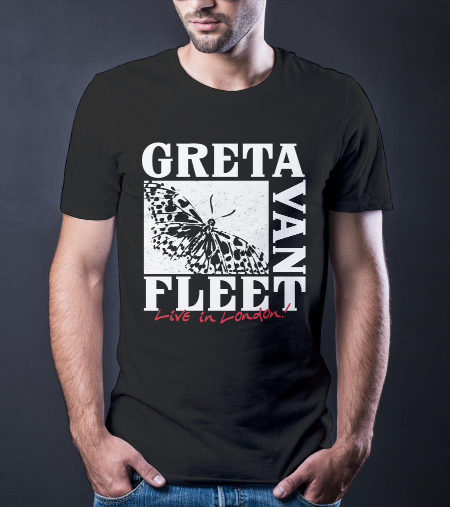 Greta Van Fleet Live In London Butterfly Motif T-Shirt
