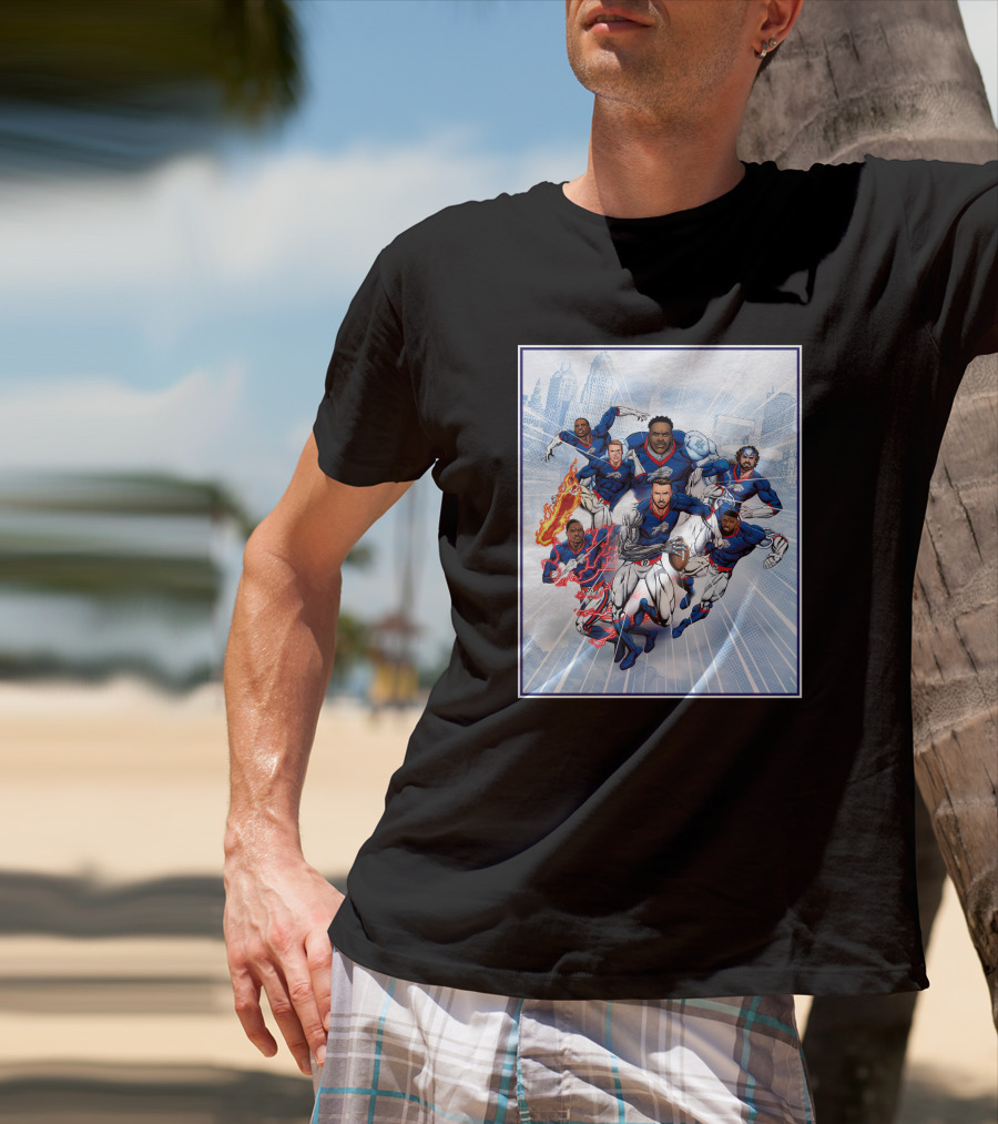 Bills Super Hero Comic Style Team Assembly T-Shirt