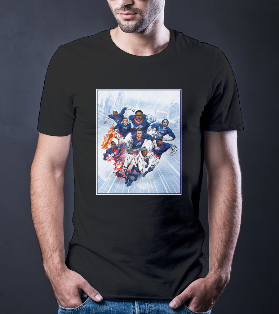 Bills Super Hero Comic Style Team Assembly T-Shirt