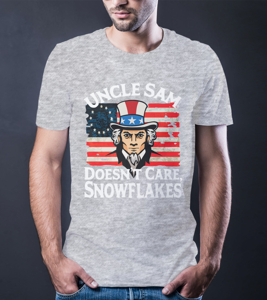 Uncle Sam Doesn't Care Snowflakes American Flag T-Shirt