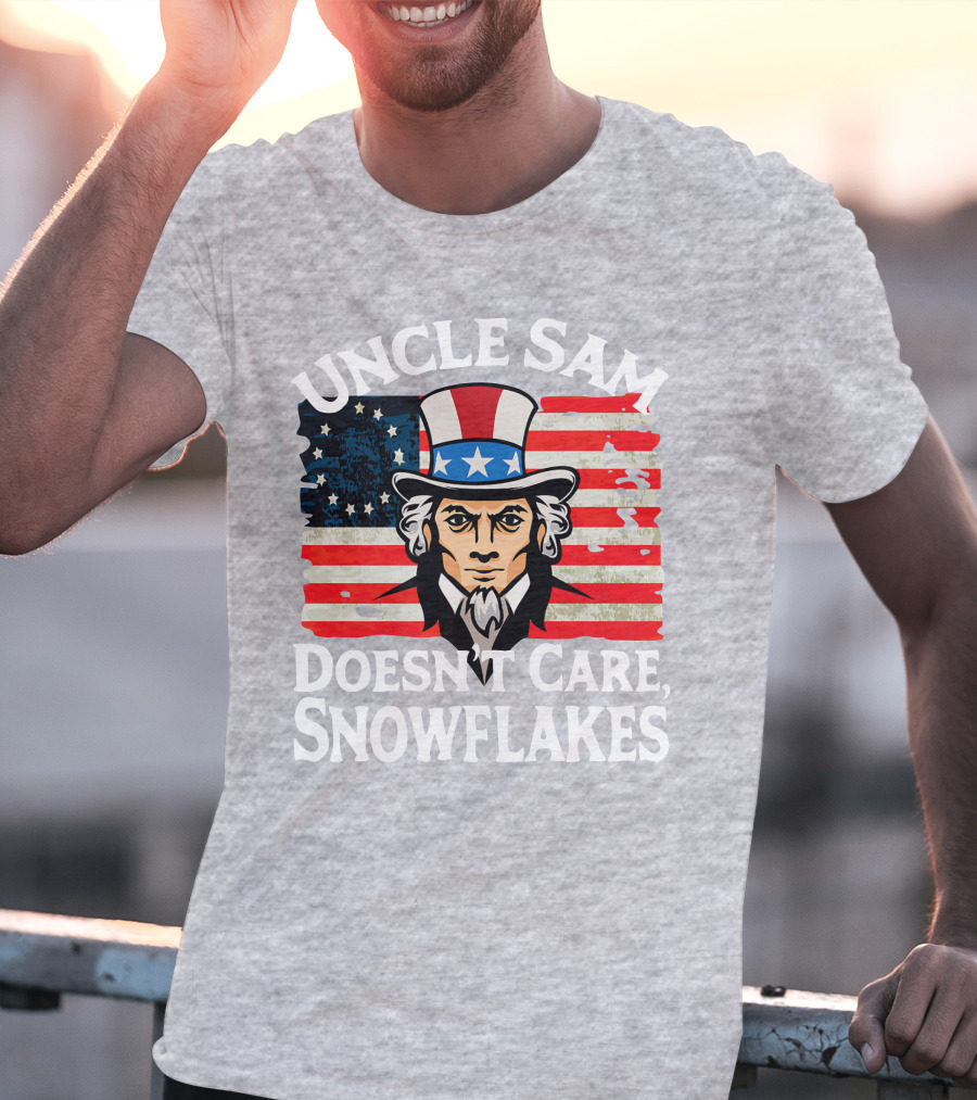 Uncle Sam Doesn't Care Snowflakes American Flag T-Shirt
