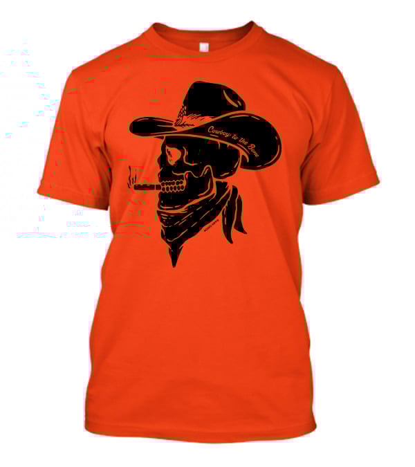 Cowboy To The Bone Skeleton Smoking Bandana Hat T-Shirt