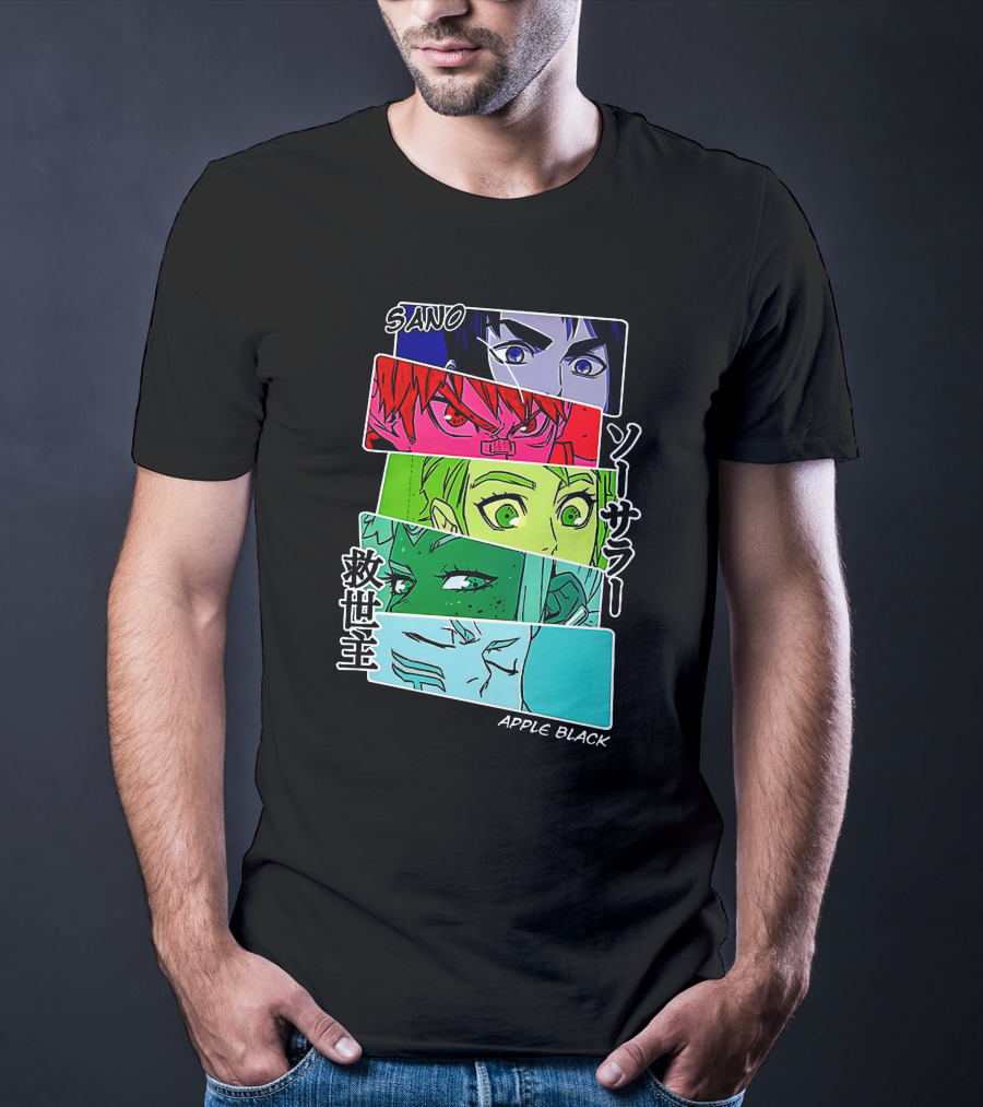 Saturday AM Apple Black Sano Character Panels Spencer's Merch T-Shirt