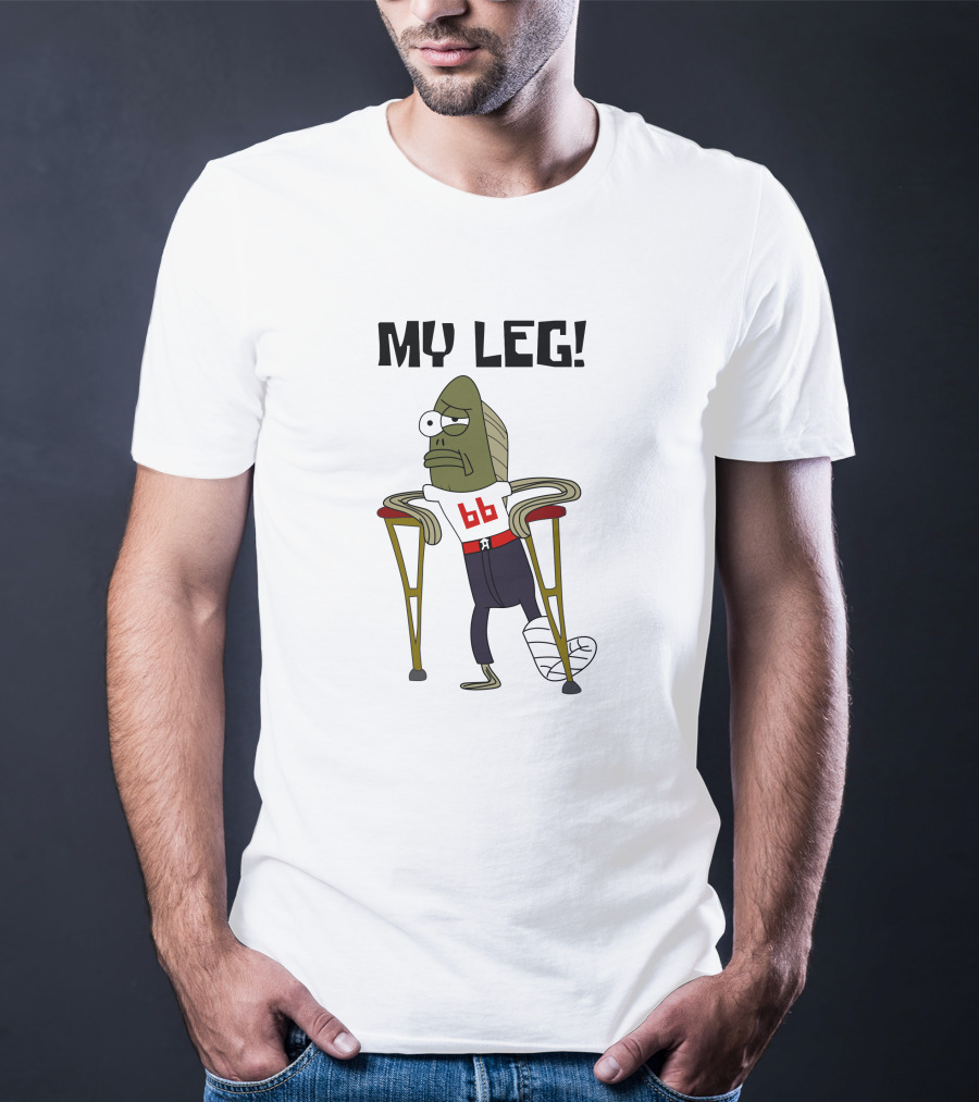 SpongeBob My Leg Iconic Character 66 Crutches Injured Gag T-Shirt