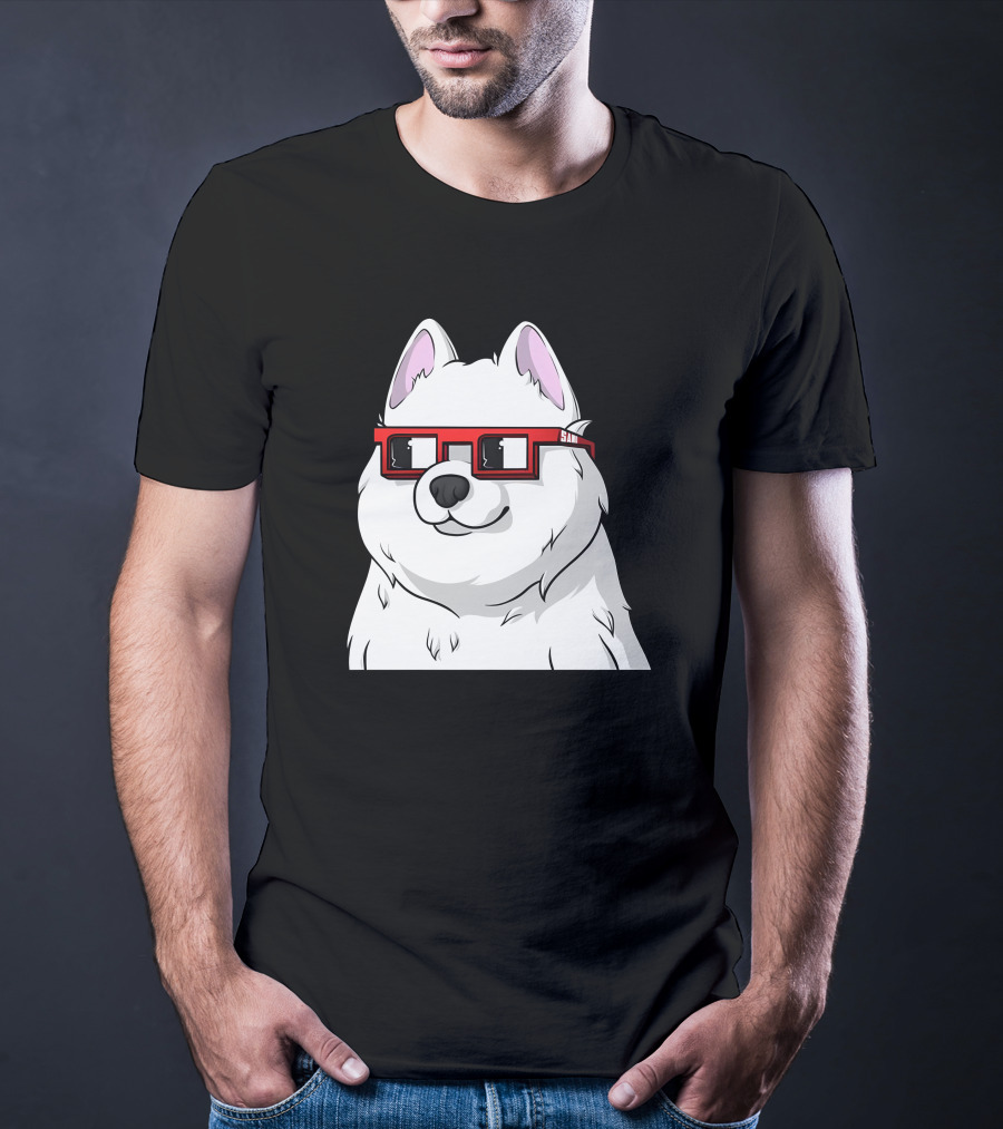SAMO X Nouns White Dog With Red Glasses T-Shirt