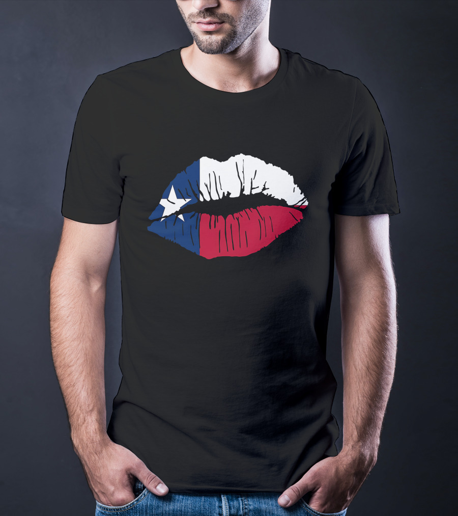 Texas Lone Star Flag Lips T-Shirt