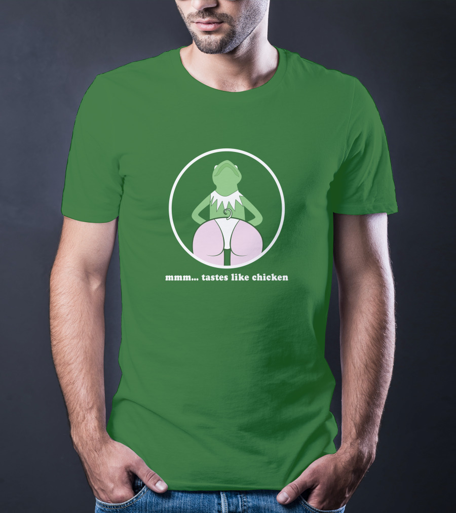 Kermits Frog Mmm Tastes Like Chicken Humorous Green Circle T-Shirt