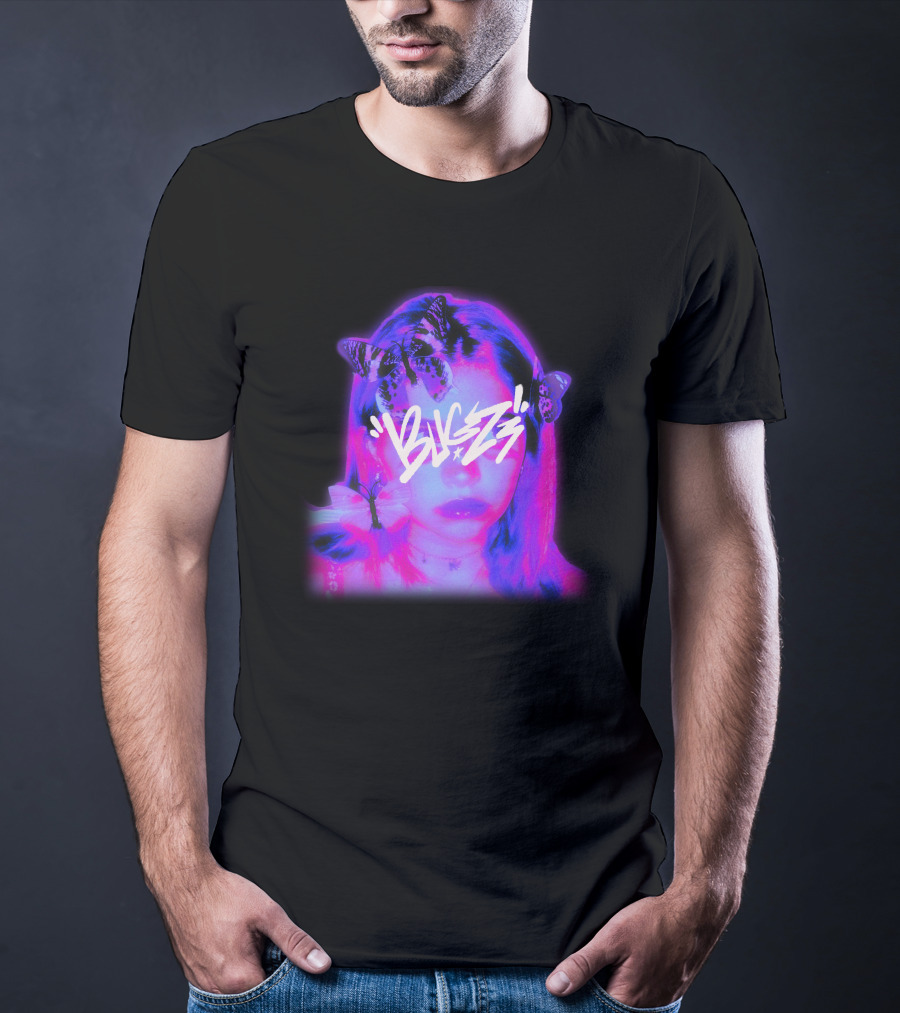 Bugzz Girl Neon Butterfly Aesthetic T-Shirt