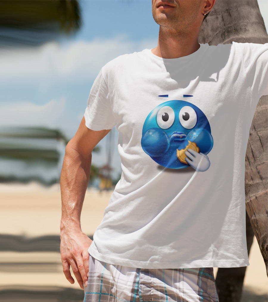 Pac-Man Style Blue Ghost Eating Cookies Hungee T-Shirt