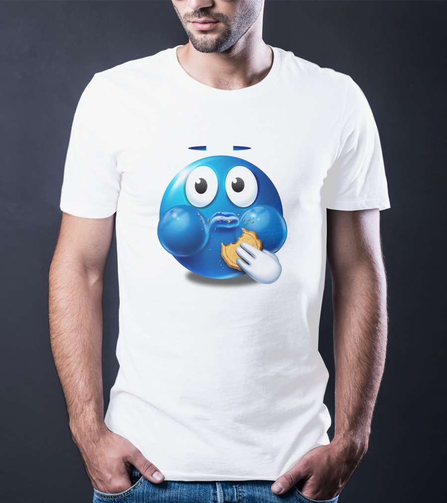 Pac-Man Style Blue Ghost Eating Cookies Hungee T-Shirt