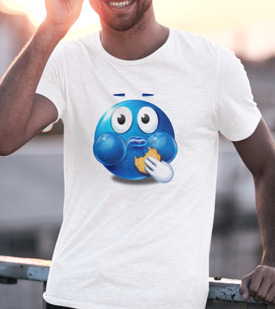 Pac-Man Style Blue Ghost Eating Cookies Hungee T-Shirt