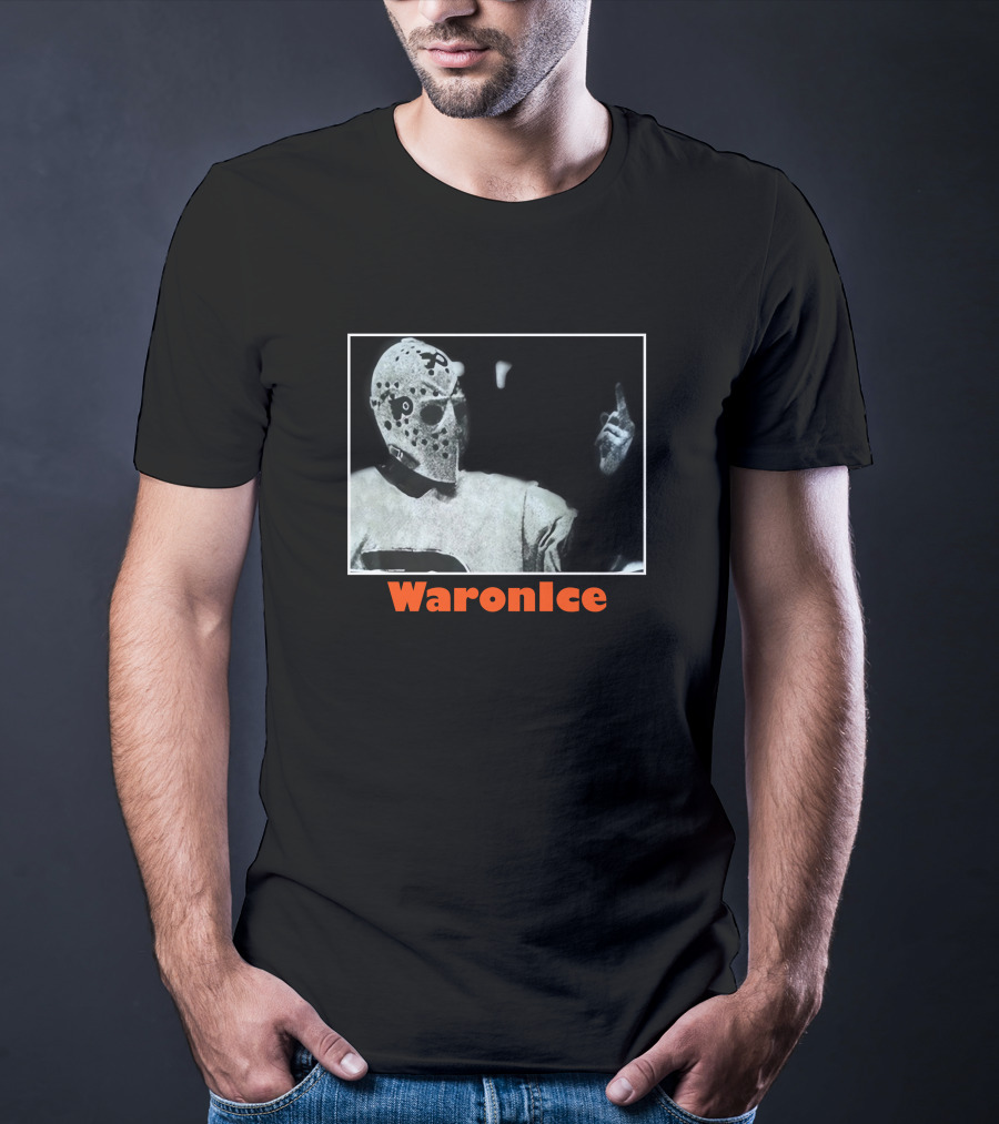 WaronIce Masked Hockey Player With Middle Finger Gesture T-Shirt