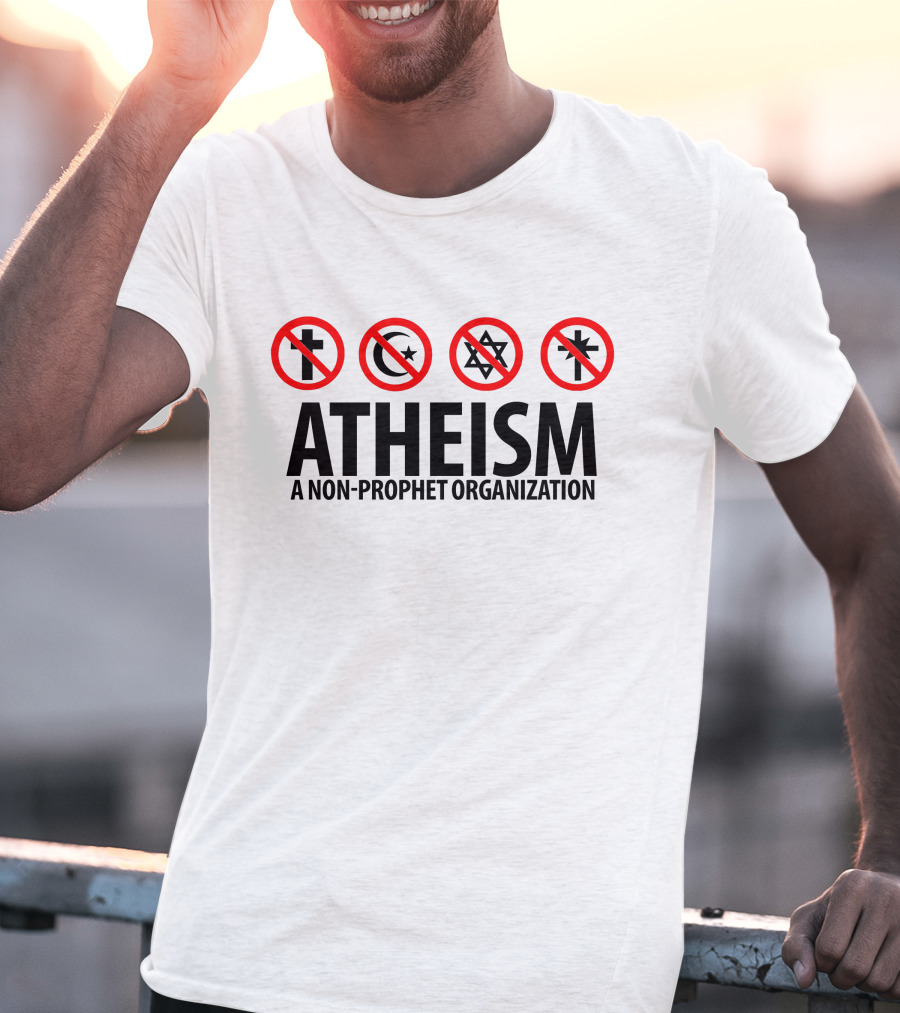 Atheist Republic Atheism A Non-Prophet Organization Cross Crescent Star Marks T-Shirt