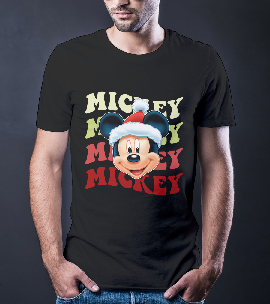 Mickey Mouse Christmas Santa Hat Holiday Festive T-Shirt