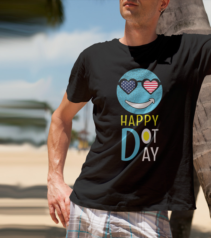 Happy International Dot Day September Smile American Flag Sunglasses T-Shirt