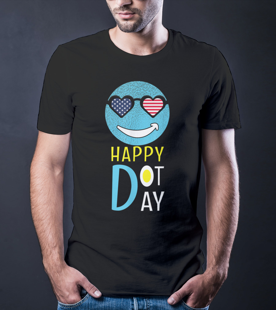 Happy International Dot Day September Smile American Flag Sunglasses T-Shirt