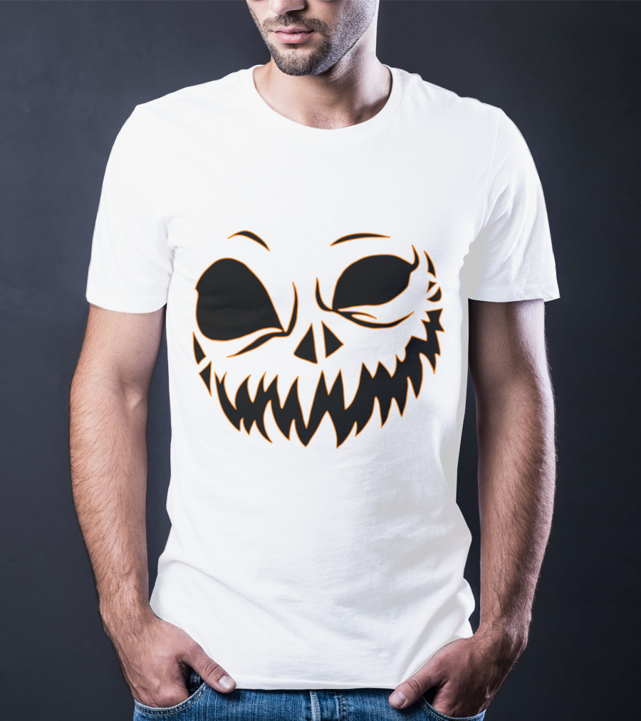 Halloween Scary Evil Pumpkin Head With Funny Pumpkin Face T-Shirt
