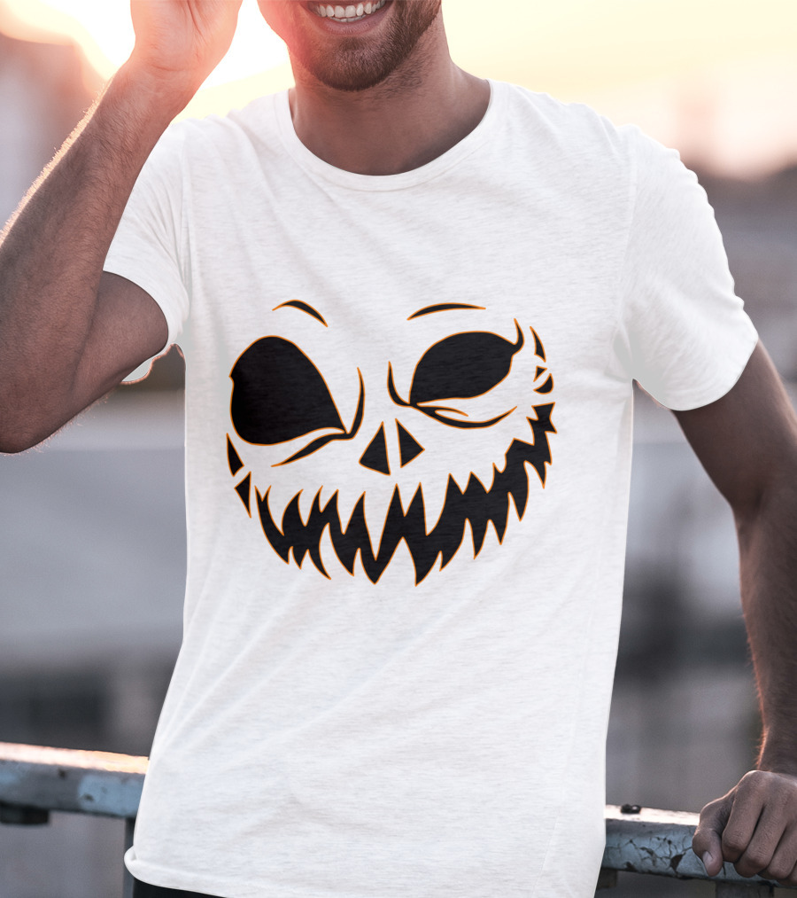 Halloween Scary Evil Pumpkin Head With Funny Pumpkin Face T-Shirt