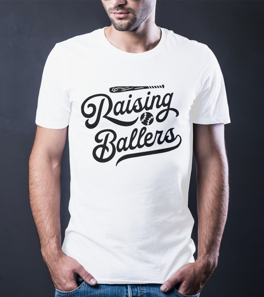 Raising Ballers Baseball Bat And Ball Enthusiast T-Shirt