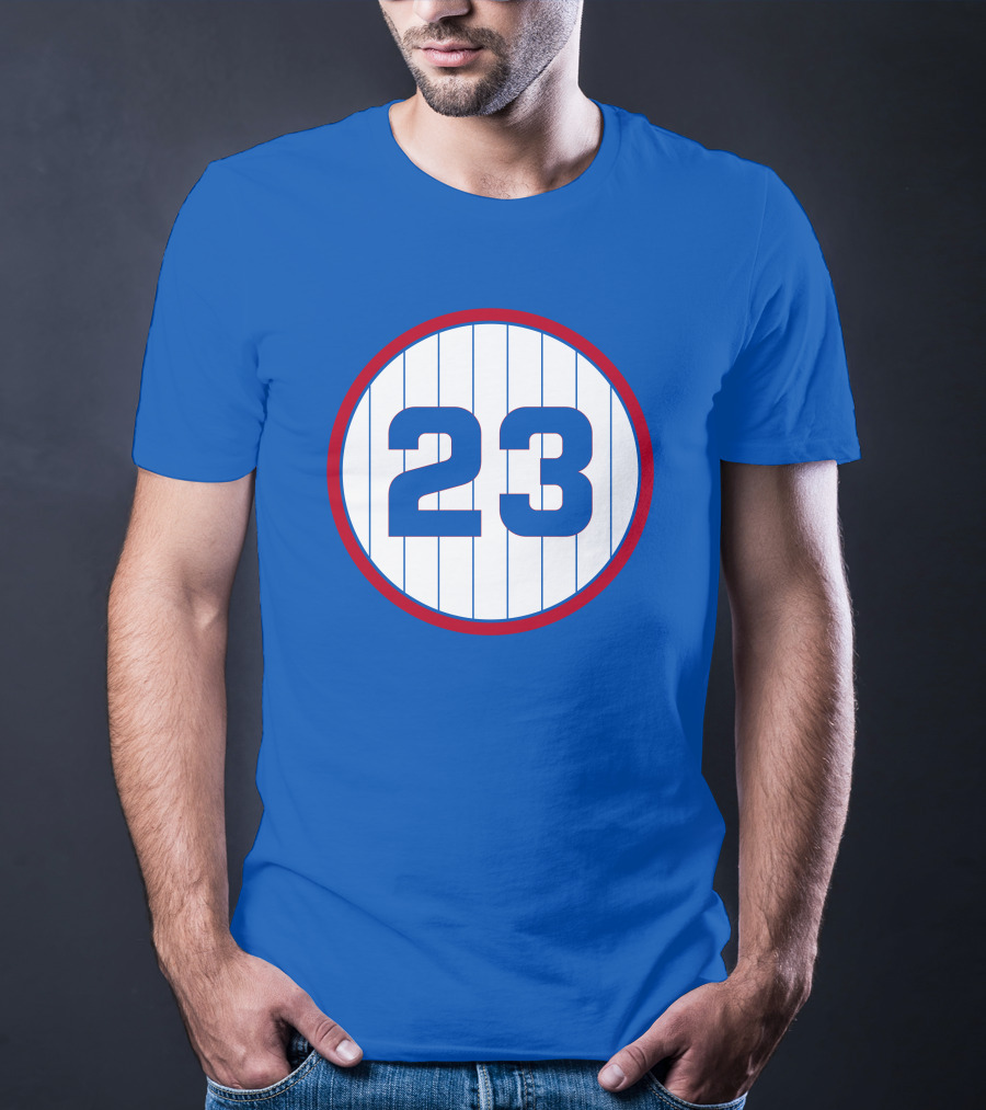 Harry Caray 23 Baseball Number Circle Blue Pinstripe T-Shirt
