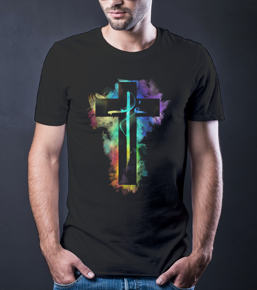 Cross Colorful Multicolor Paintbrush Cross T-Shirt