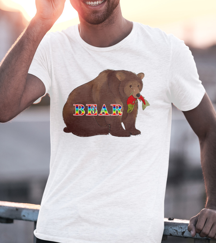 Bear Rainbow Text With Salmon T-Shirt