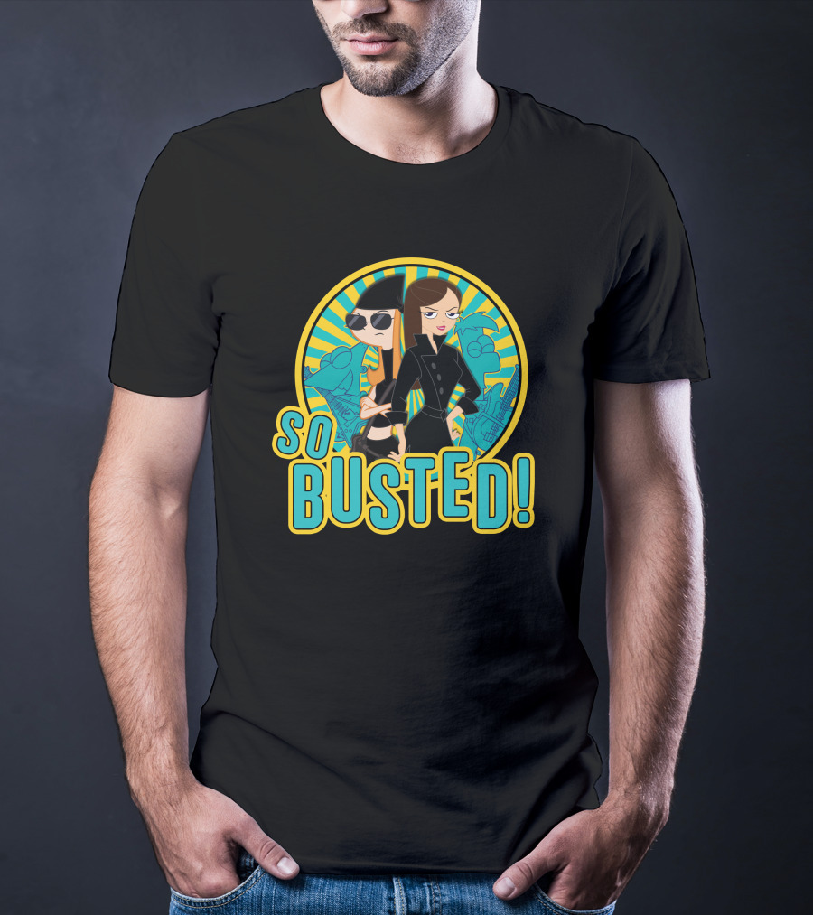 Phineas And Ferb So Busted Iconic Characters With Bold Background T-Shirt
