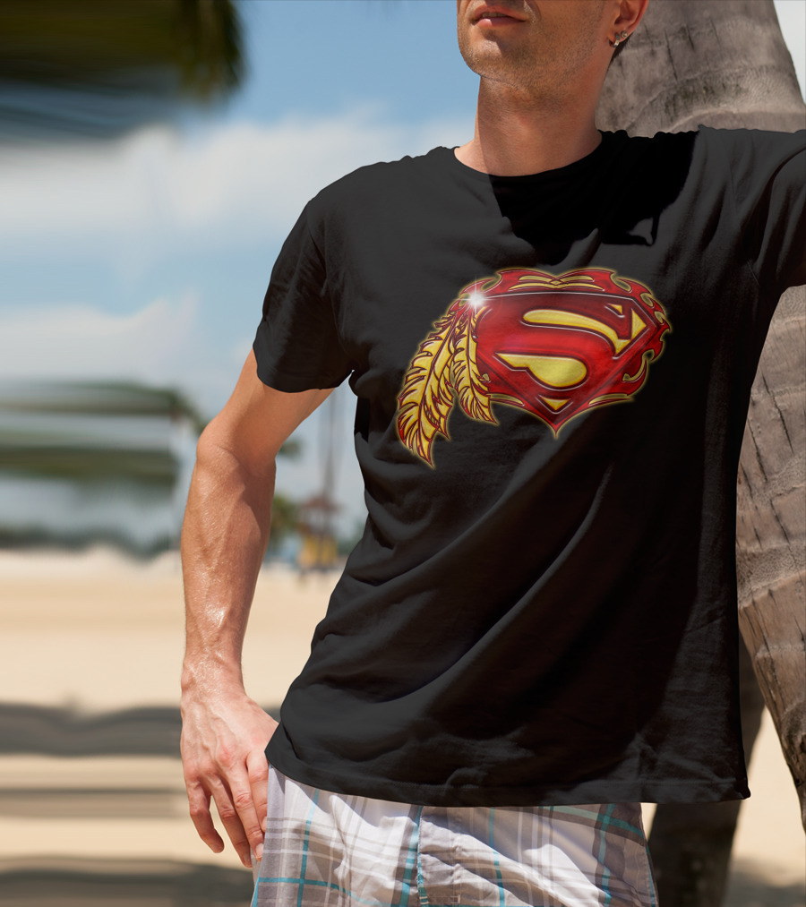 Superman Logo With Native Feather T-Shirt