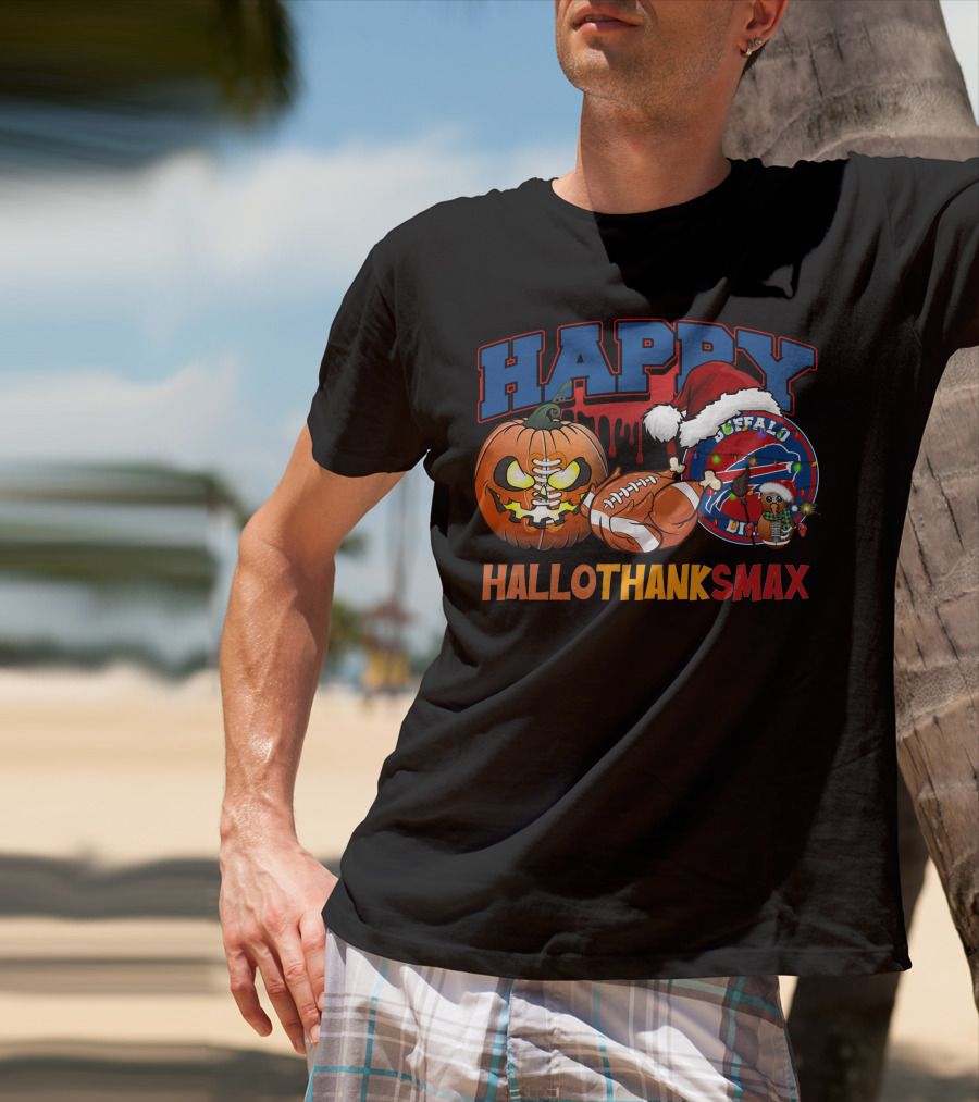 Happy Hallothanksmax Buffalo Football Holiday Fusion T-Shirt