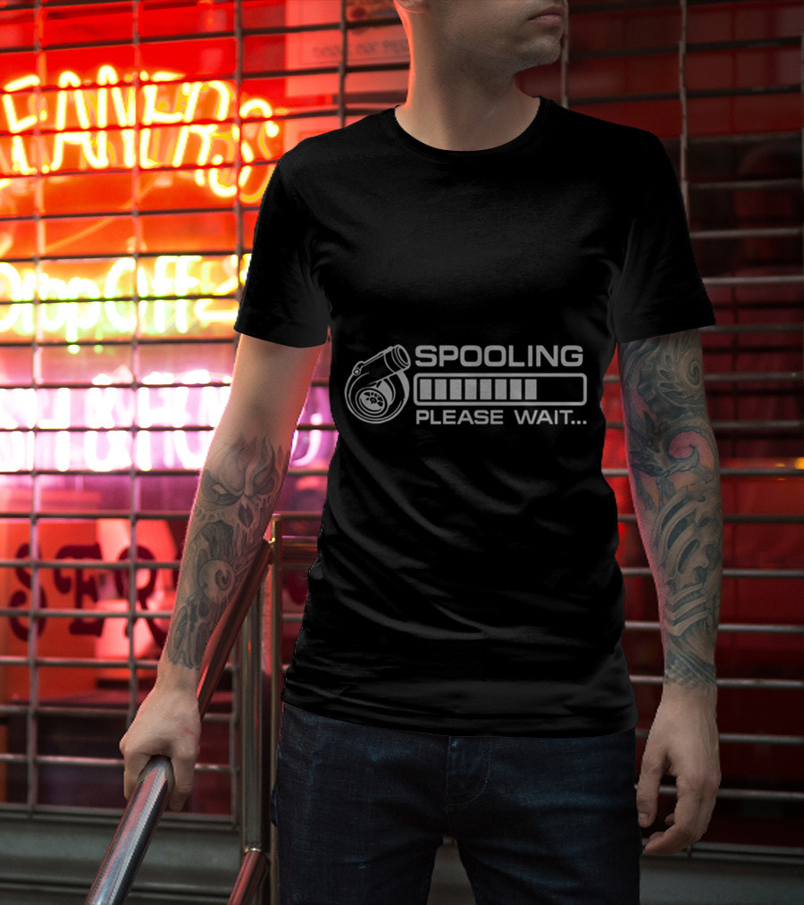 SPOOLING PLEASE WAIT Turbocharger Icon Loading Bar Mechanic T-Shirt