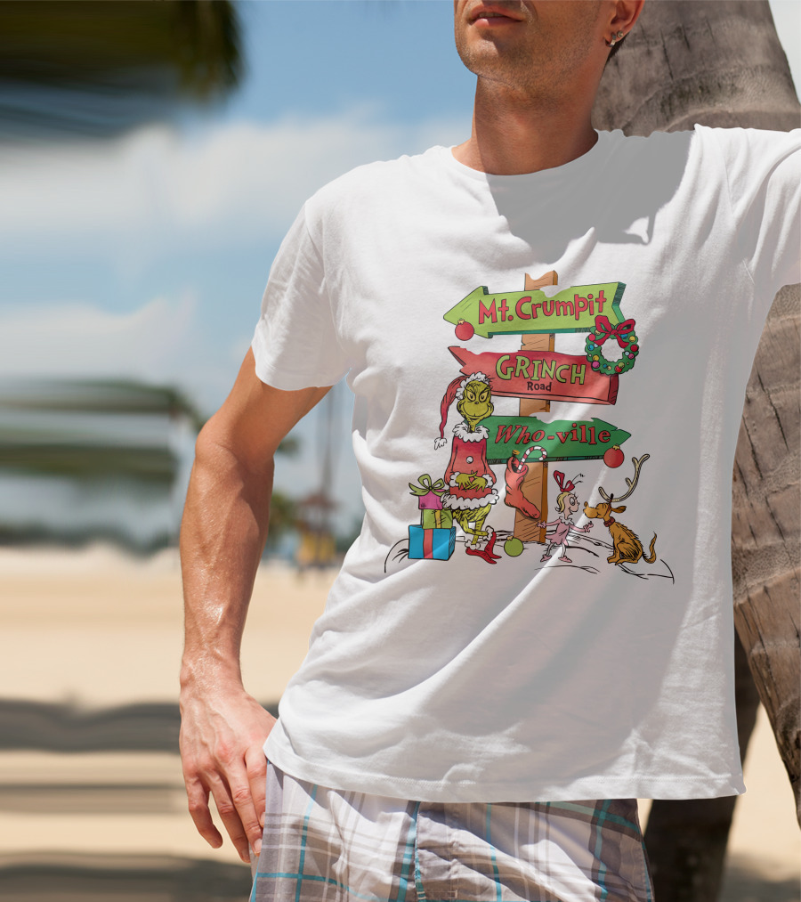 Merry Christmas Grinch Mt. Crumpit Grinch Road Who-ville T-Shirt