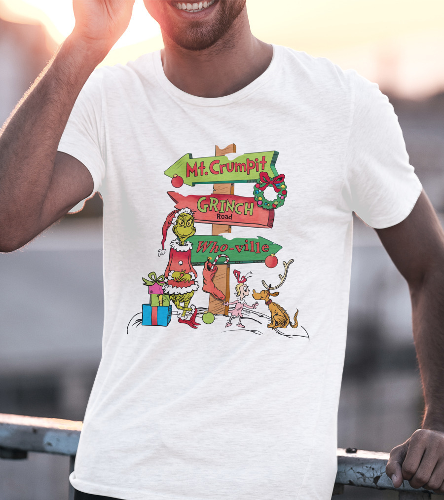 Merry Christmas Grinch Mt. Crumpit Grinch Road Who-ville T-Shirt