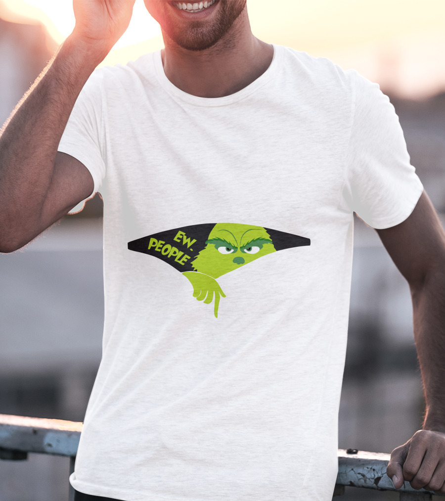 Ew People Grinch Face Peeking Out T-Shirt