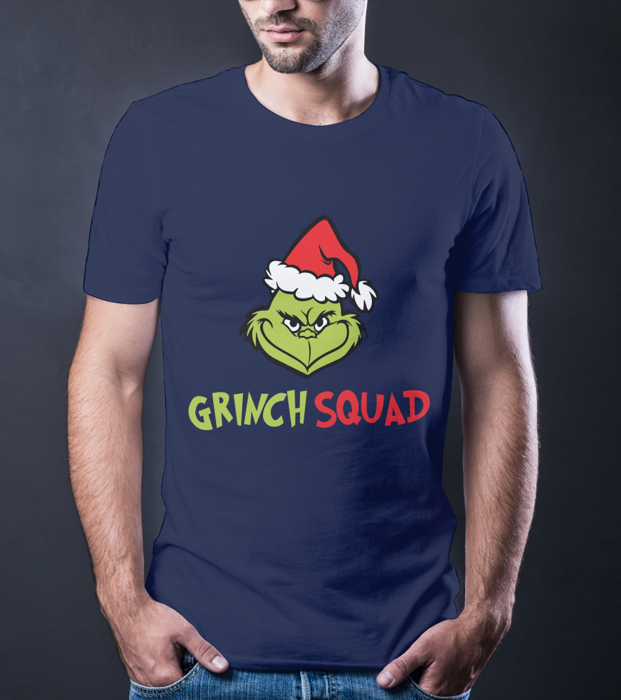 Grinch Squad Merry Christmas Santa Hat T-Shirt