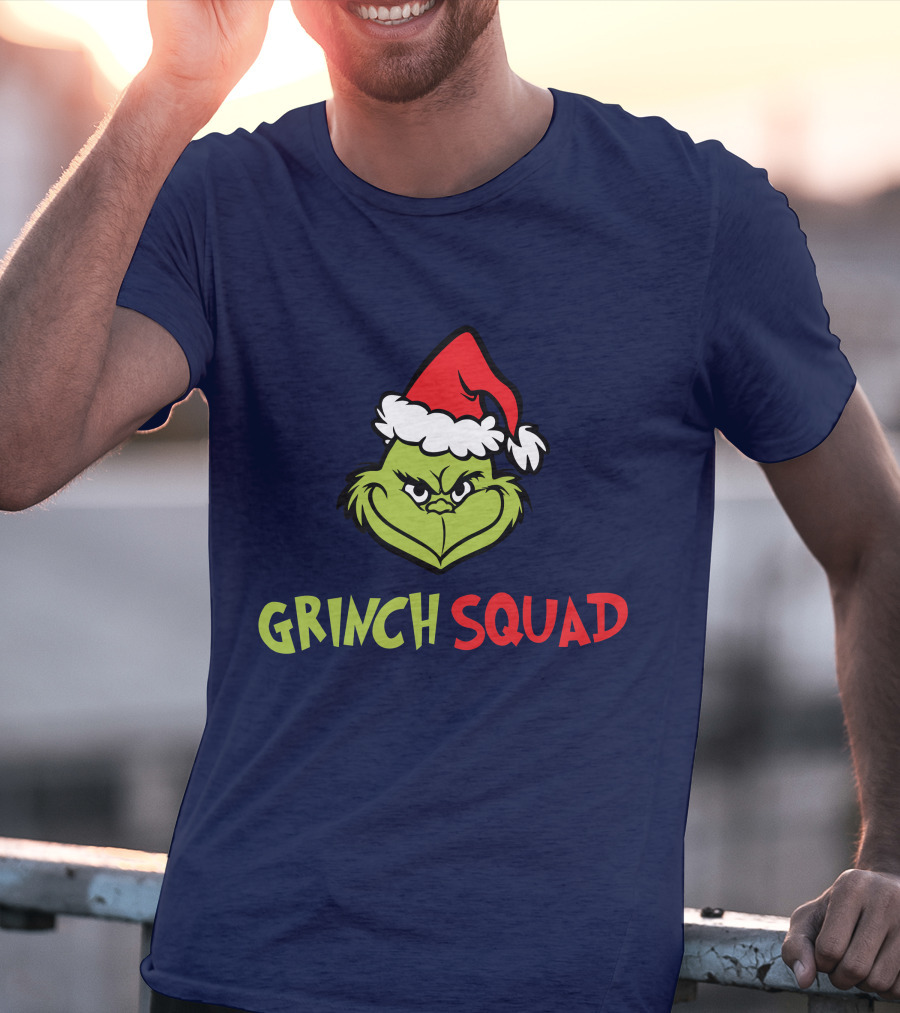 Grinch Squad Merry Christmas Santa Hat T-Shirt