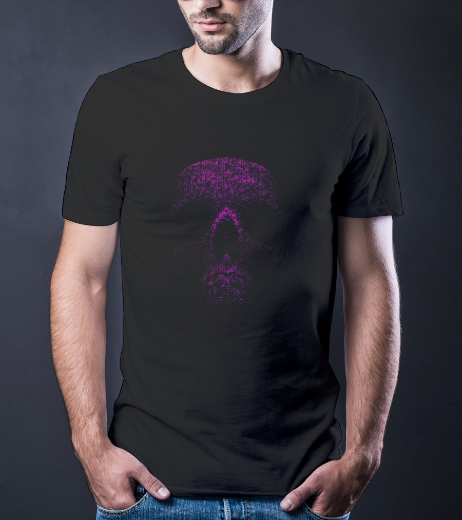 Skull Message Digital Matrix Purple Skull T-Shirt