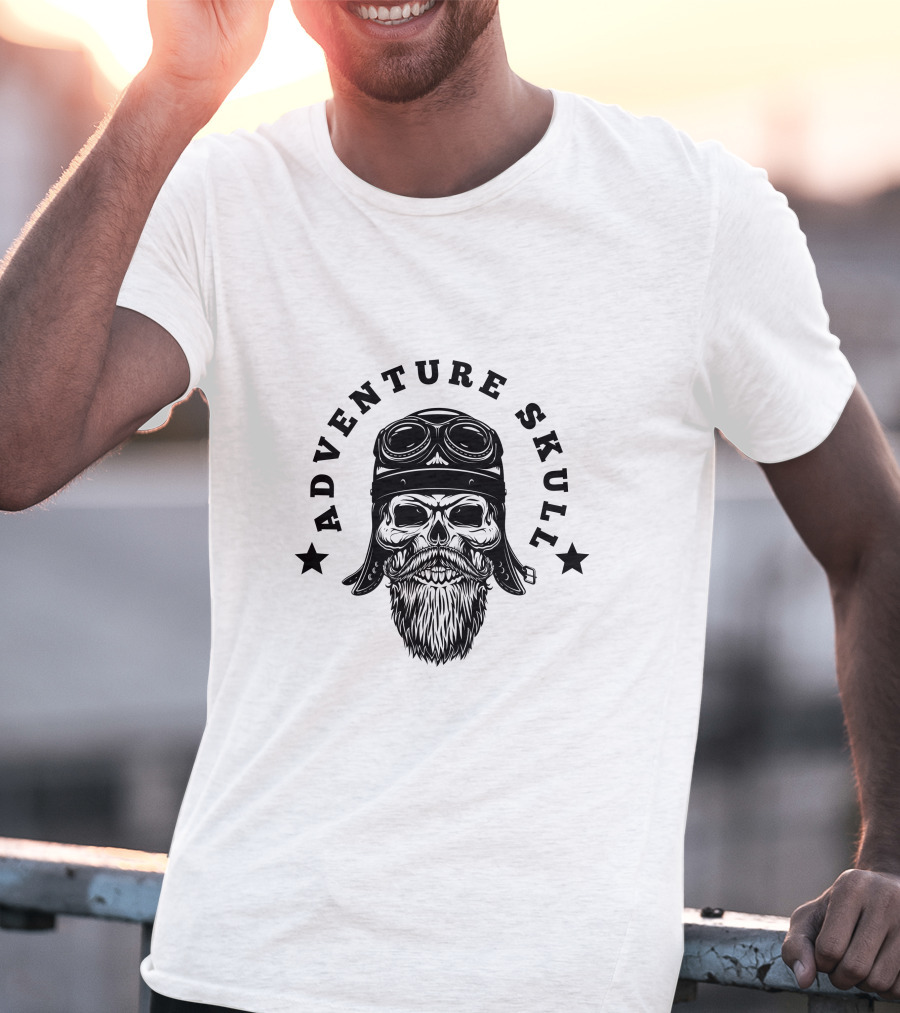 Adventure Skull Black Pilot T-Shirt